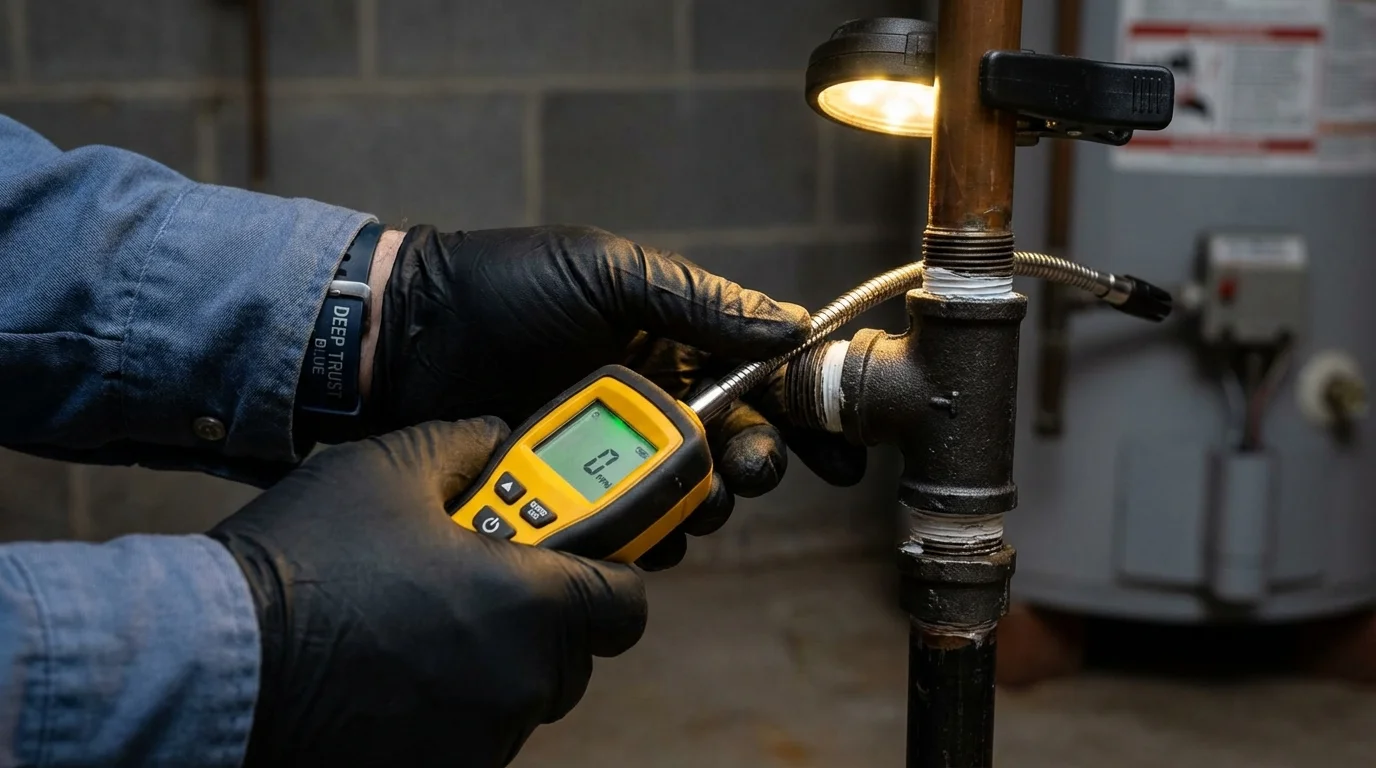 Gas leak detection with electronic sniffer by Johns Plumbing LLC in Downieville
