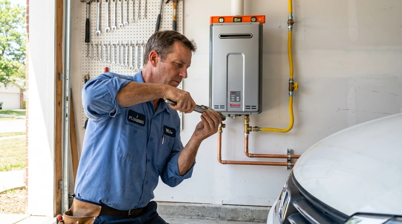 Tankless water heater installation by a Johns Plumbing LLC plumber in Downieville